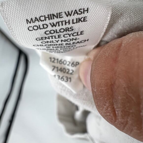 J. Jill Cropped Linen Pants Women's 8 Petite Cream Straight Leg Front Tie - Picture 7 of 9